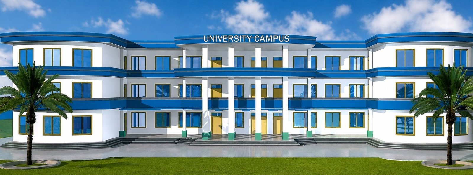 Modern academic campus building morning view